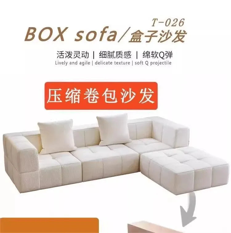 Small Apartment Hotel Living Room Sofa Customized Nordic Light Luxury Style Home Decoration Vacuum Compression Multi-Person Sofa