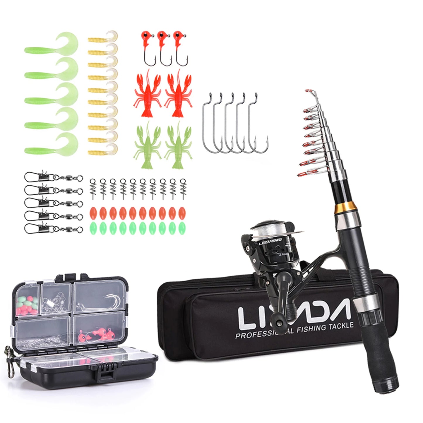 Lixada 2.1m 2.3 m Telescopic Fishing Rod Reel Combo Full Kit Carbon Fiber Rod Pole Spinning Reel Fishing Bag Case Pesca Gear Set