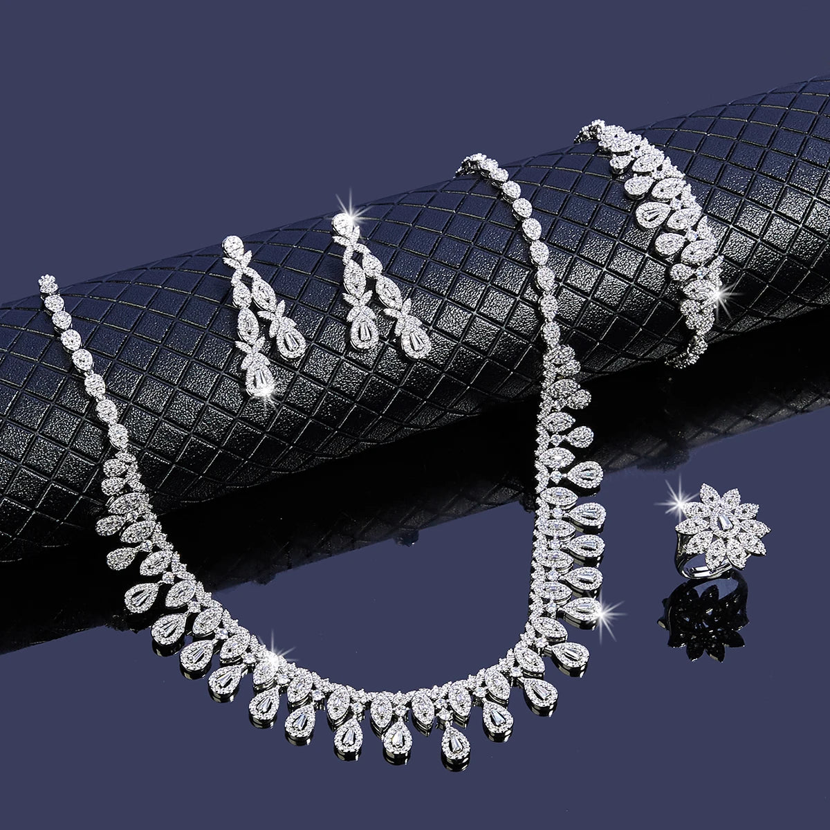 4pcs Bridal Cubic Zirconia Jewelry Sets For Women Party Luxury Dubai Nigeria CZ Crystal Wedding Jewelry Sets