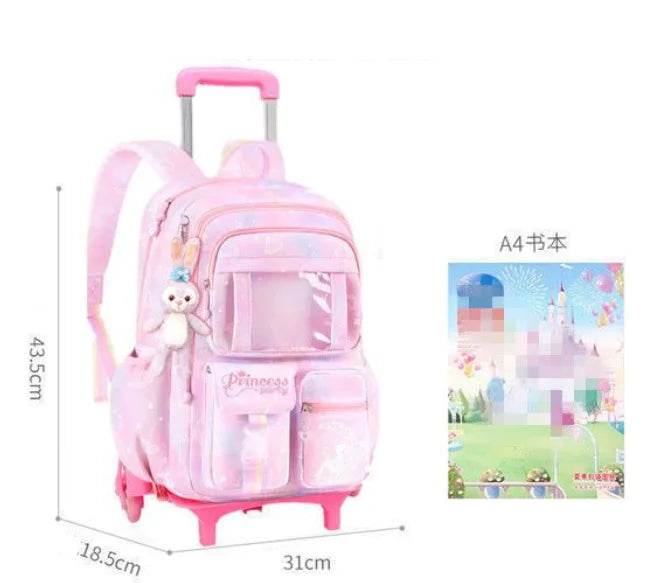School Rolling backpack Bags school wheeled backpack for girls kids School trolley bag for girls school bag wheels for girls - AIAZ