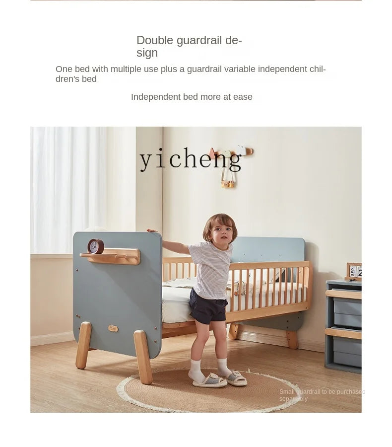 ZZ  Splicing Bed Children's Seamless Bedside Bed Widened Crib Adjustable High Guardrail Bed