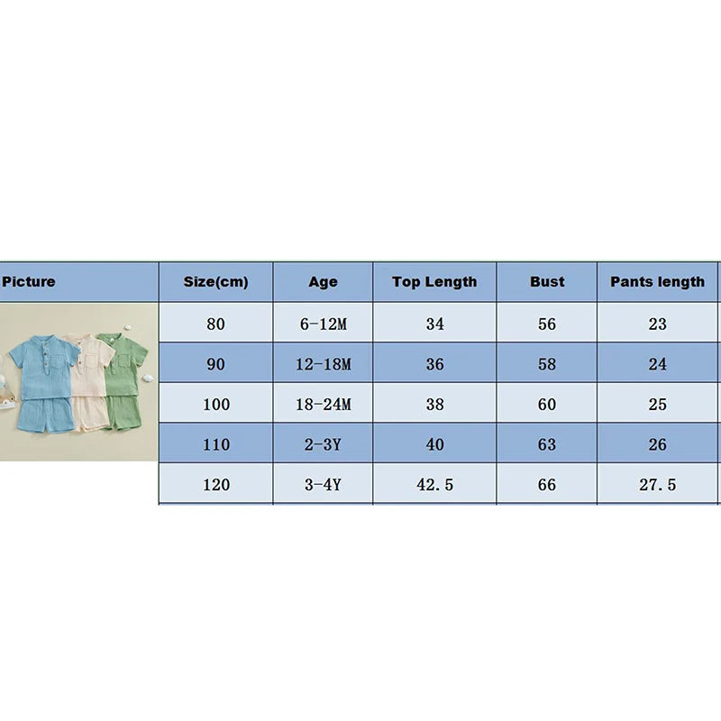 Suefunskry Toddler Boys Summer 2Pcs Casual Outfits Solid Color Short Sleeve Button Tops and Elastic Waist Shorts Sets 6M-4Y