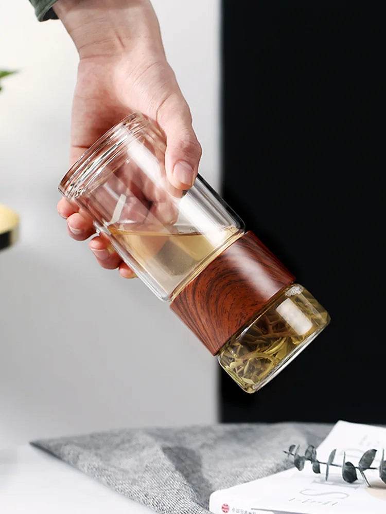 High Quality Double Glass Water Bottle With Case Tea Drink Bottle Infuser Tumbler Drinkware Waterbottle Eco-Friendly - AIAZ