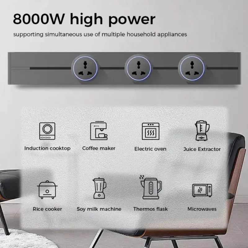 Wall Power Track Socket EU UK US FR Korea Standard Type-C Universal Mobile Plug Adapter Home Kitchen Office Pop Electric Outlets