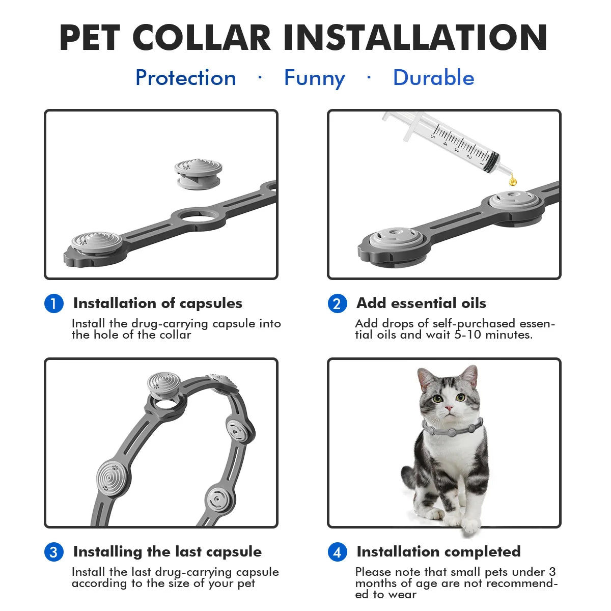 Adjustable Flea & Mosquito Collar for Cats & Dogs - Outdoor Insect Repellent Anti-Flea for Pets Insect Repellent Cat Collar