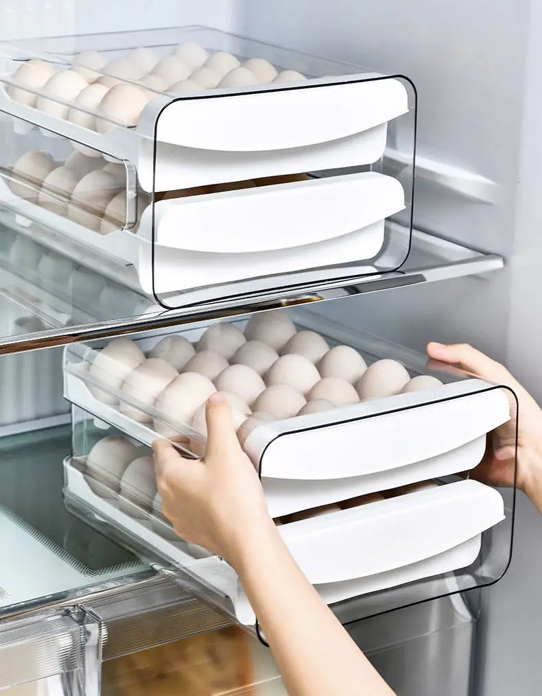 Refrigerator Egg Storage Crisper Drawer-type 40-grid Household Double-layer Egg Tray Kitchen Stackable Egg Rack