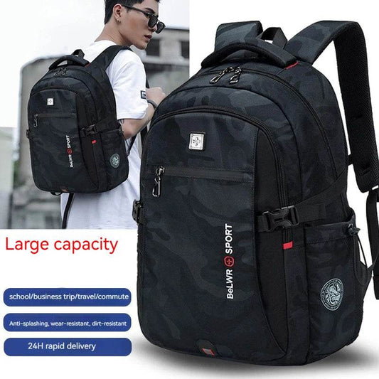 Backpack Primary School Middle School Students High School Bags Large Capacity Ultra-light Load Reduction Outdoor Travel Busines - AIAZ