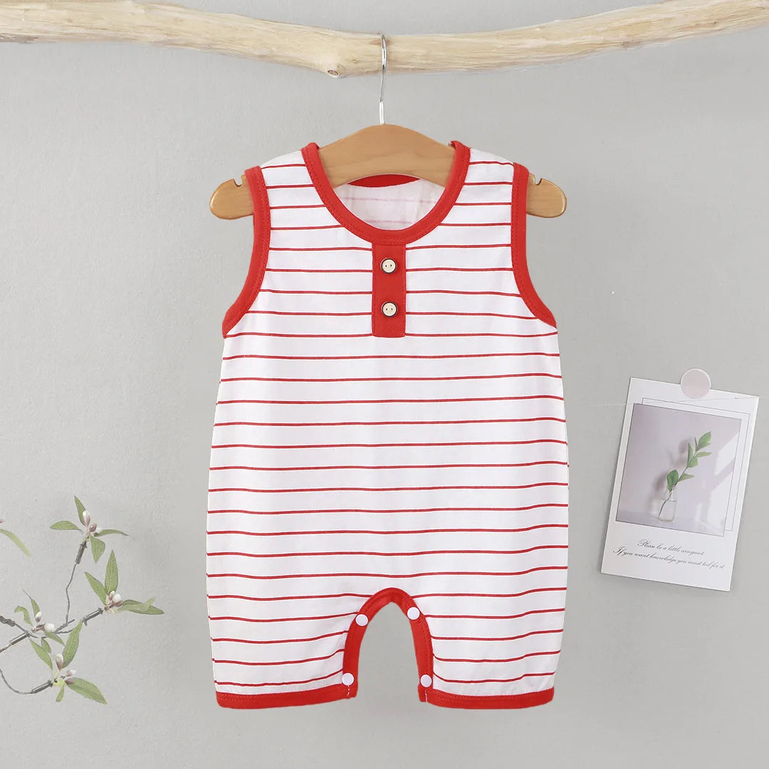 Summer Sleeveless Baby Rompers 0-2Y Striped Onesies for Newborn Baby Boy Infant Girl Striped Jumpsuit Baby Clothing