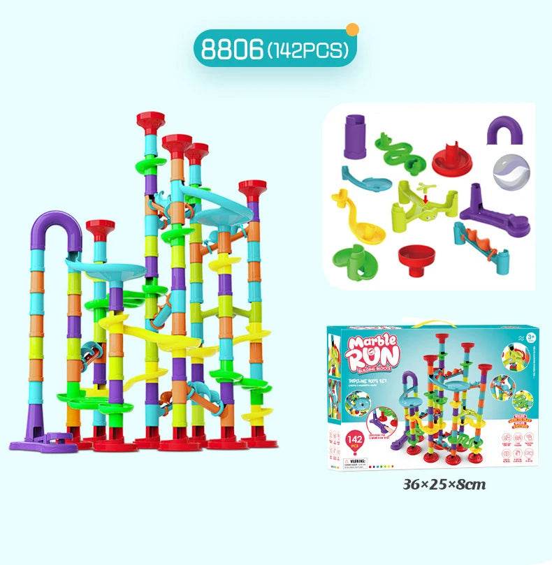 Marbles Run Catapult Track Building Blocks Slide Beads Educational Toys Children Gift Race Balls Toy Marble Track Race Set - AIAZ