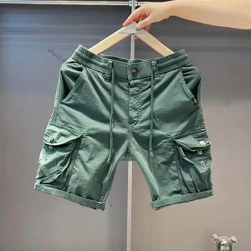 2025 Summer Work Shorts for Men Casual Multi-pocket Loose Elastic Five Points - AIAZ