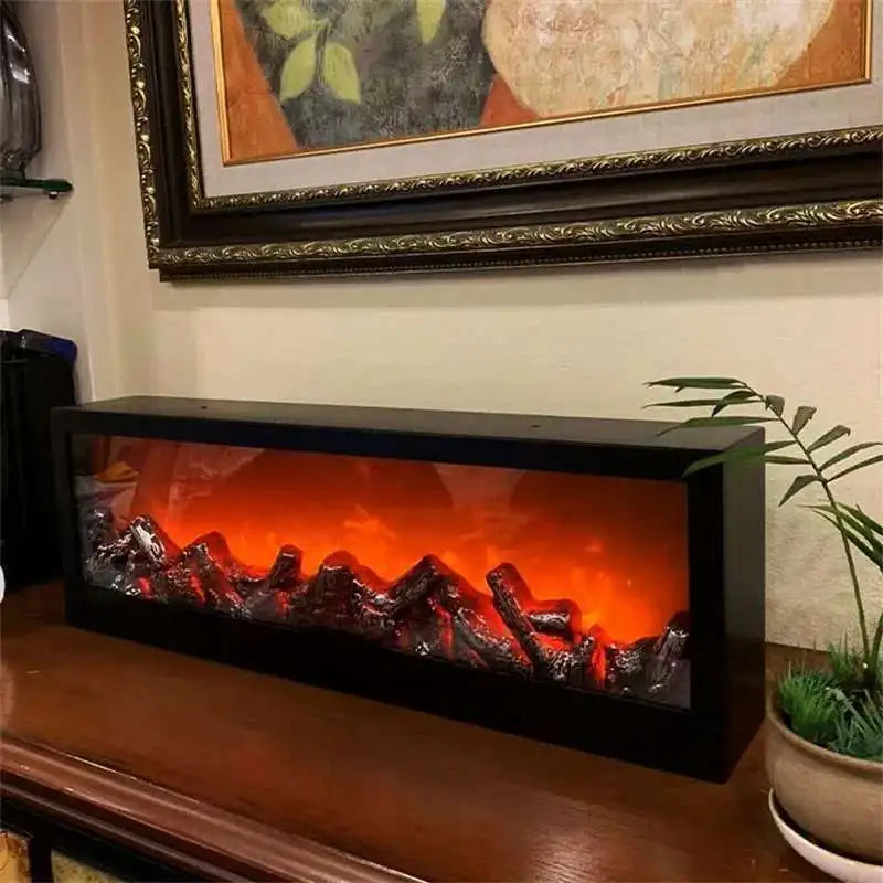 3D Simulated Fireplaces Flame Lamp Fake Firewood Fireplace European Decoration Ornaments Light Living Room TV Cabinet Fireplace