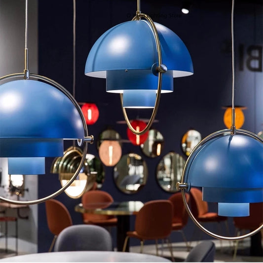 Danish Designer Iron Blue Pendant Lamp for LOFT Bedroom Kitchen Dining Room Hanging Light House Decor LED Lighting
