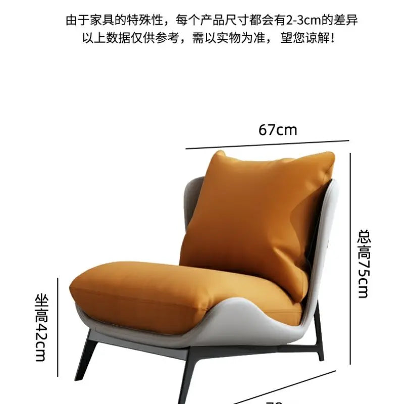 Italian Luxury Light Sofa Chair: Trendy Lazy Lounger, Ideal for Small Living Rooms & Balconies