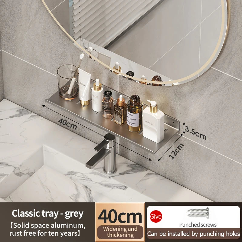 Faucet storage tray, bathroom storage rack, mirror front toilet, washbasin, washbasin, non perforated bathroom rack
