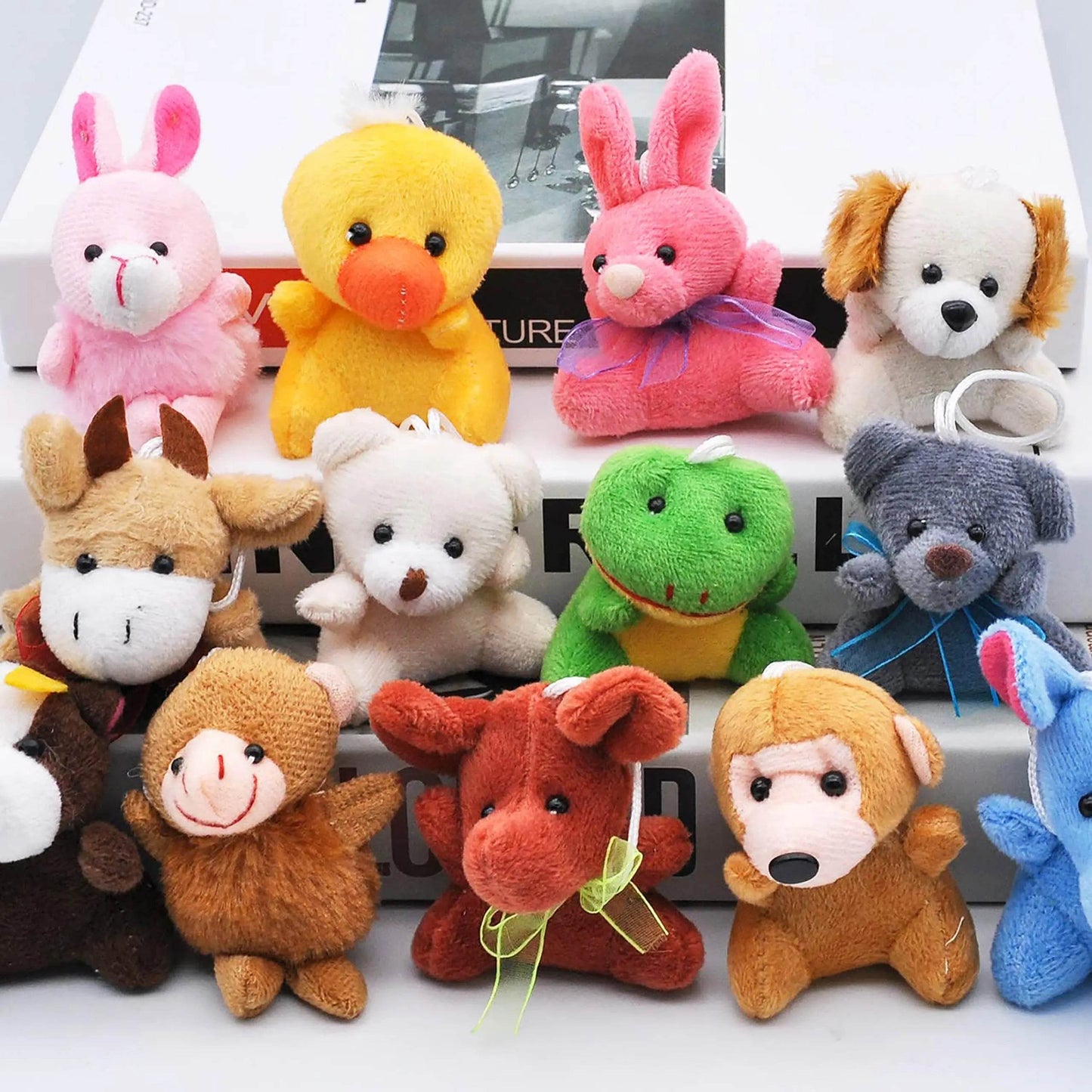 24 Pcs Mini Animal Plush Toys 3” Stuffed Animal Bulk for Kids Birthday Party Favors Presents Pinata Fillers Goodie Bag Fillers - AIAZ