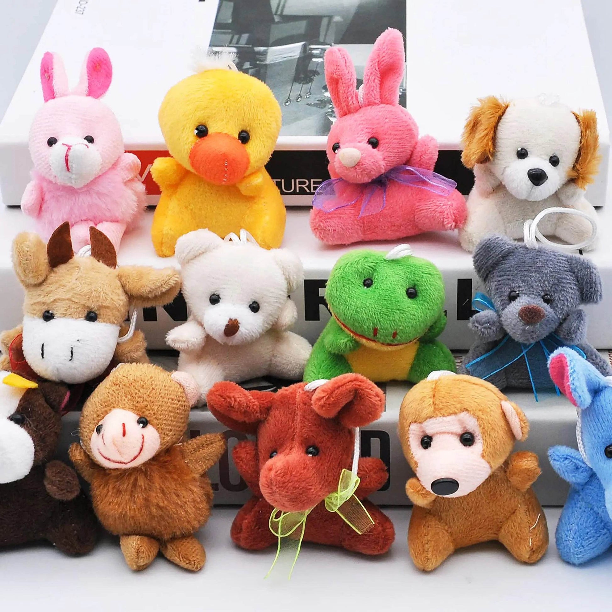 24 Pcs Mini Animal Plush Toys 3” Stuffed Animal Bulk for Kids Birthday Party Favors Presents Pinata Fillers Goodie Bag Fillers - AIAZ
