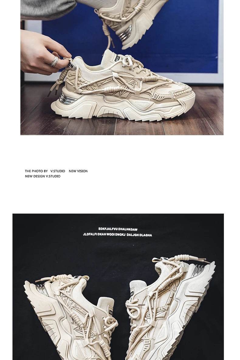 Platform Men Shoes Fashion Clunky Sneakers Men Casual Shoes Breathable Sports Dad Shoes Male Fitness Footwear 2023 - AIAZ