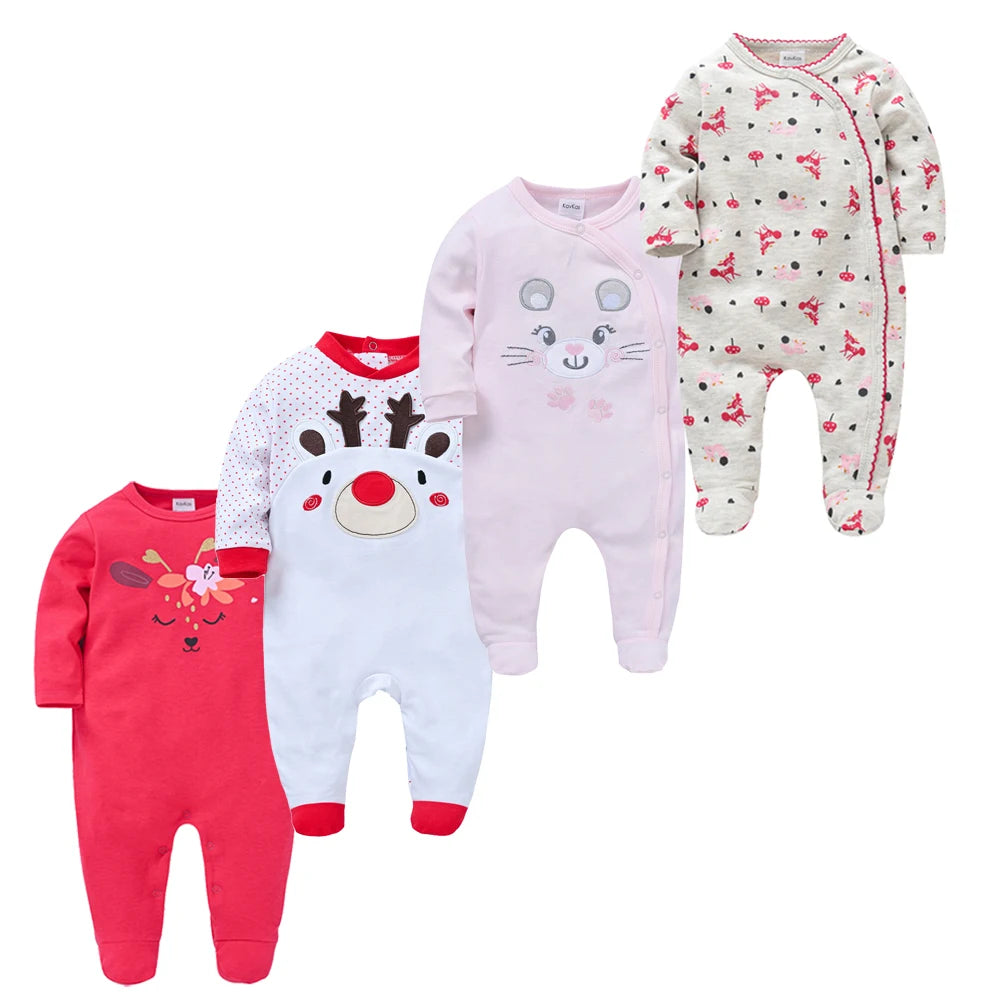 3/4 Pcs a lot Kavkas Baby Boy Rompers Newborn Cotton Girls Clothes Long Sleeve Summer Soft Jumpsuit O-neck 0-12m Onesie Clothing