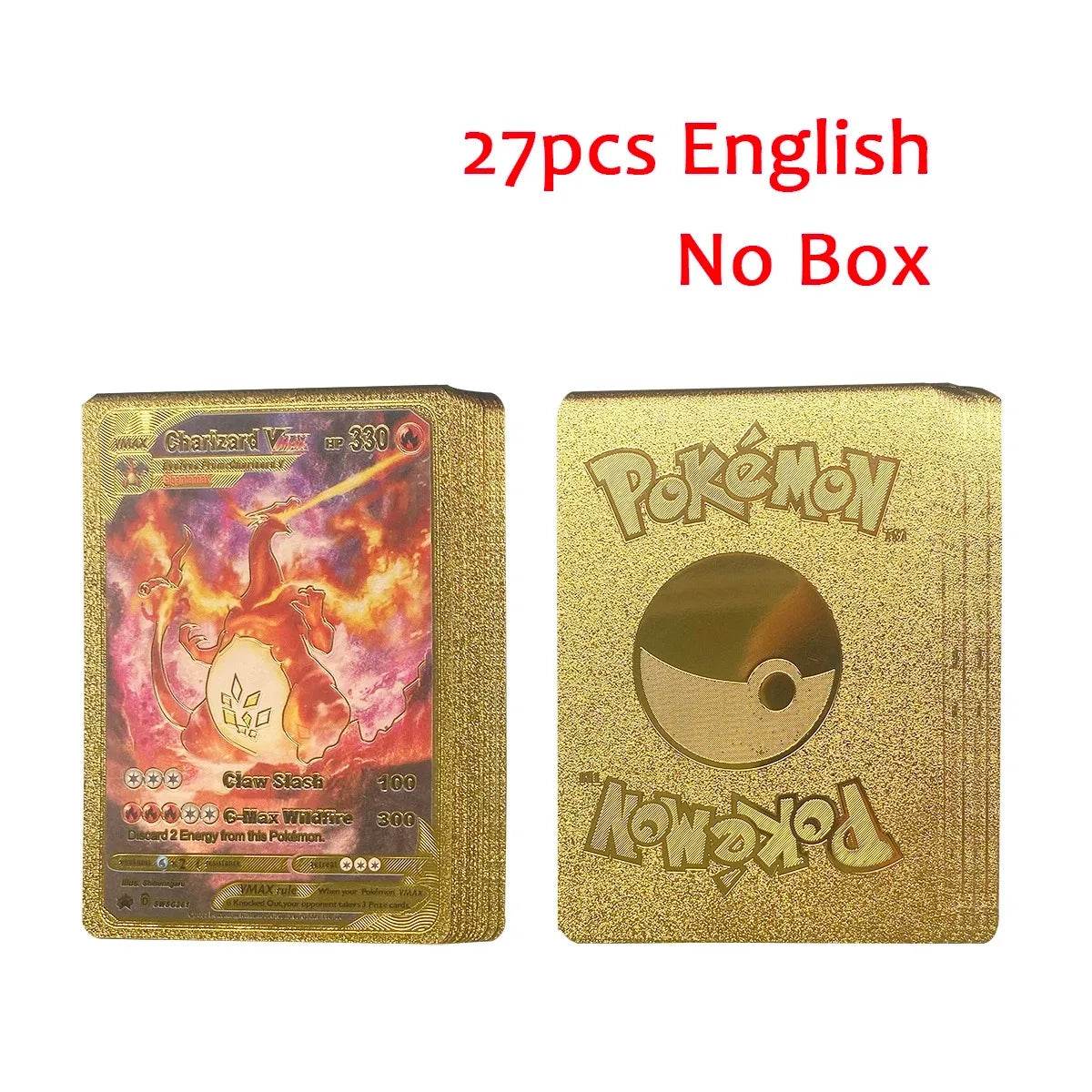 27-110pcs Pokemon Cards Pikachu Gold Silver Black Colorful Vmax GX Vstar Spanish English French German Collection Card Toys Gift - AIAZ