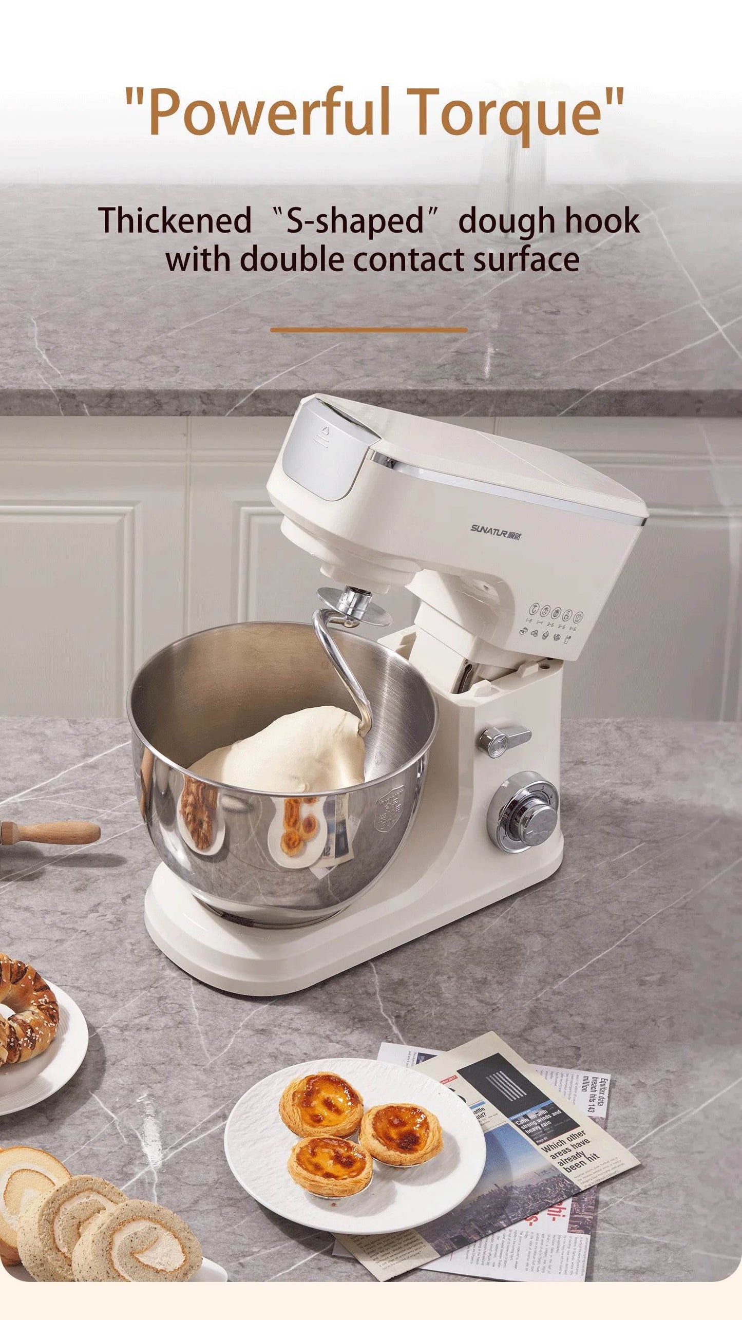 SUNATUR 2000W electric kitchen blender 8L stand mixer machine Egg Beating cream All-in-One Mixer Household Auto Dough Kneading - AIAZ