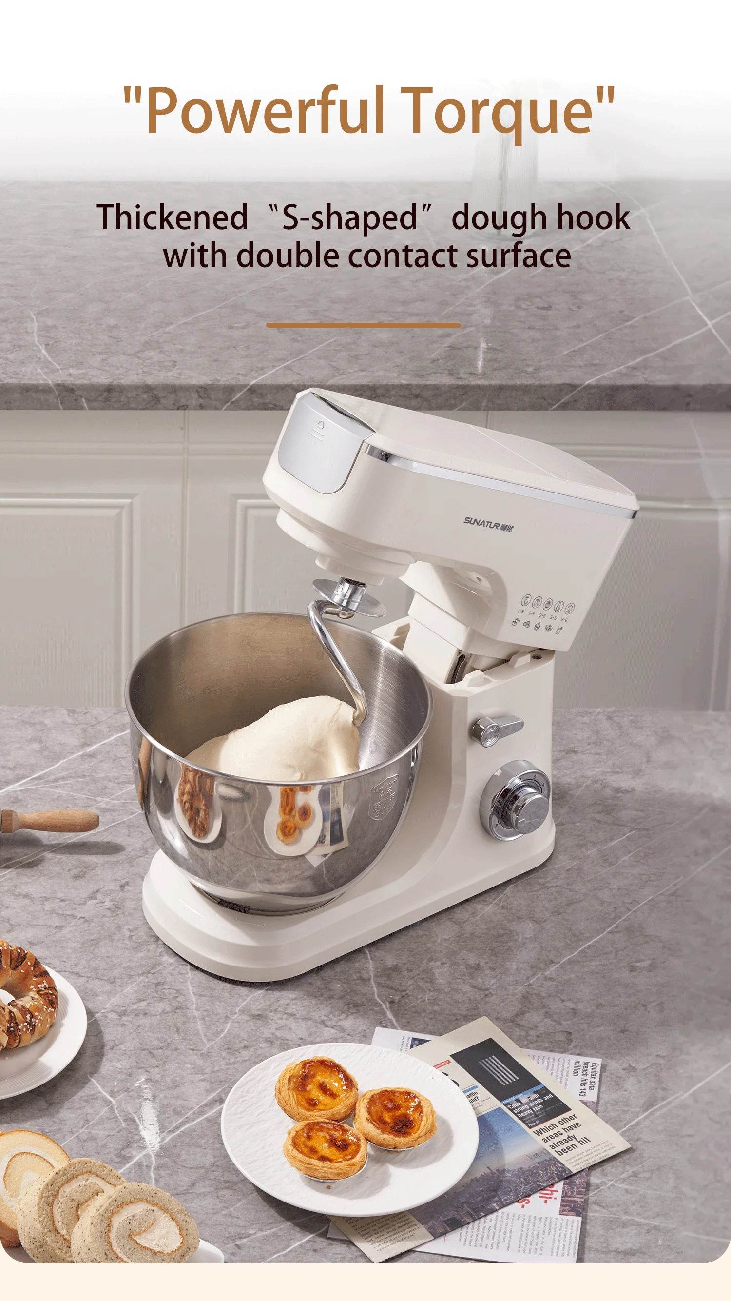 SUNATUR 2000W electric kitchen blender 8L stand mixer machine Egg Beating cream All-in-One Mixer Household Auto Dough Kneading - AIAZ