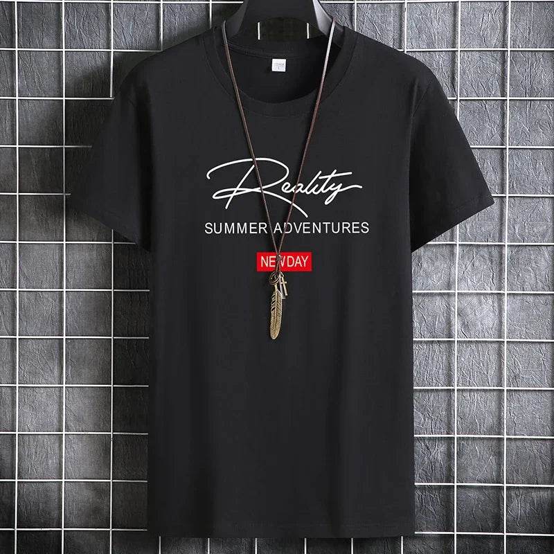 Mens T Shirts 2025 Male Summer Cotton Short Sleeve Fashion Bottoming Tops Round Neck White Tee Oversized T-shirt Men Clothing - AIAZ