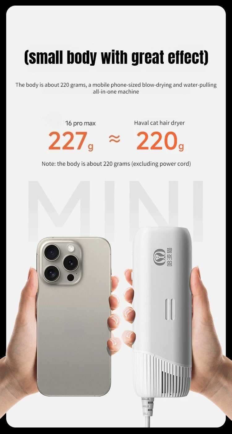 1400W EU Specific Pet Dryer Negative Ion 2-in-1 Hanging Neck/Handheld Hair Drying Blowing for Dog/Cat Bathing Drying&Shaping