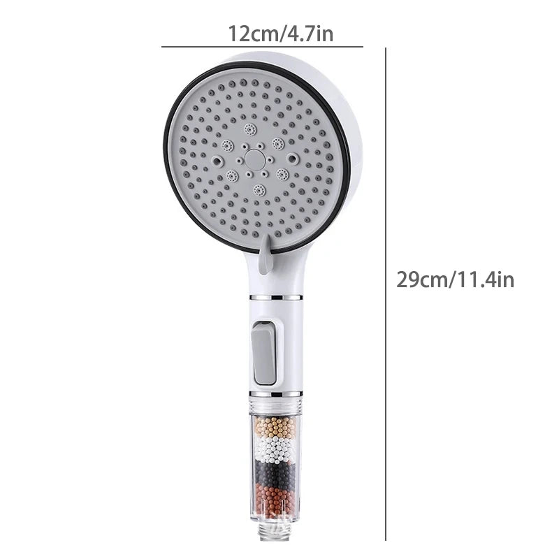 5 Modes High Pressure Shower Head Anti Limestone Filter Hygienic Remove Calcario Shower with Holder and Hose Bathroom Accessorie