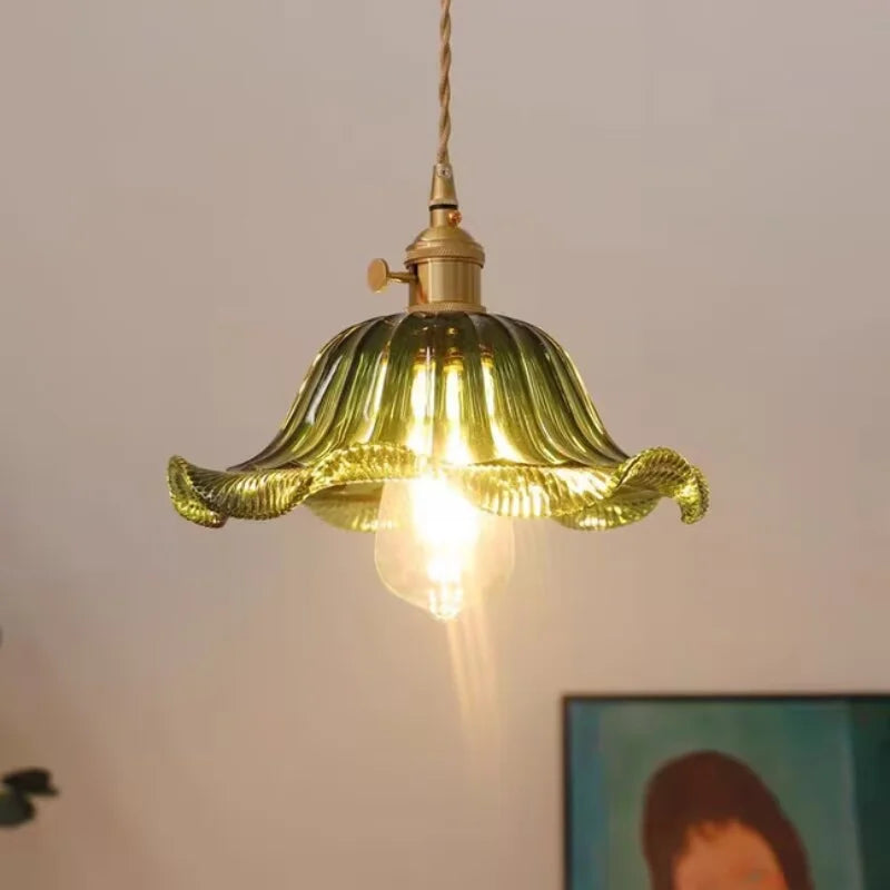 IWHD Nordic Modern LED Pendant Lights Coffee Living Room Balcony Green Glass Copper Knob Switch Hanging Light Fixture Luminaira