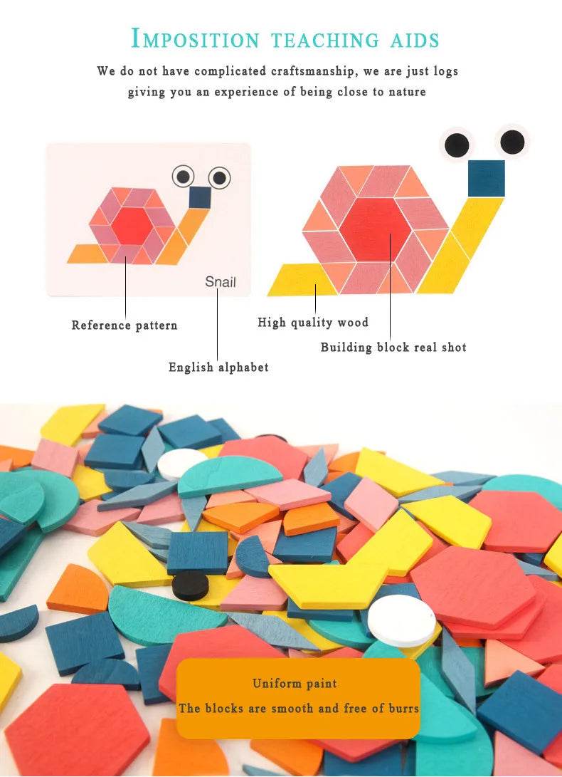 Hot Sale 180Pcs Montessori Kids Wooden 3D Geometric Shape Jigsaw Puzzle Board Set Baby Early Education Toys for Children - AIAZ