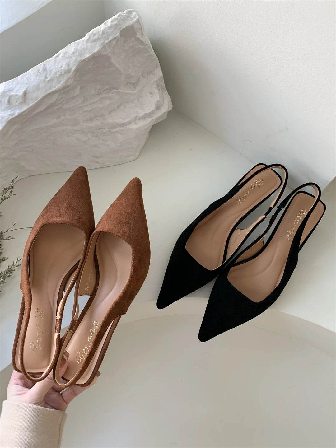 Bailamos Women Sandals Pointed Toe Elegant Low-heel Shoes Summer Fashion Slingback Woman Mules Shoes Pumps Dress Shoes - AIAZ