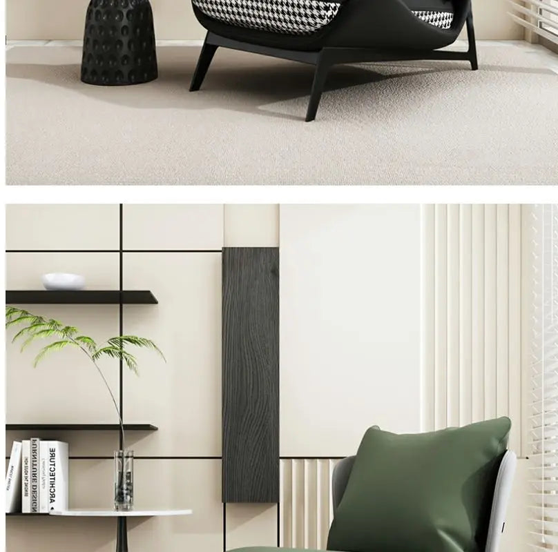 Italian Luxury Light Sofa Chair: Trendy Lazy Lounger, Ideal for Small Living Rooms & Balconies