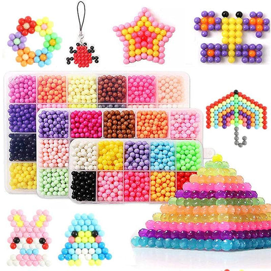 Handmade Magic Water Fuse Beads Creative Beads DIY Art Crafts Toys Magic Water Sticky Beads Sensory Toys Set with Accessories - AIAZ