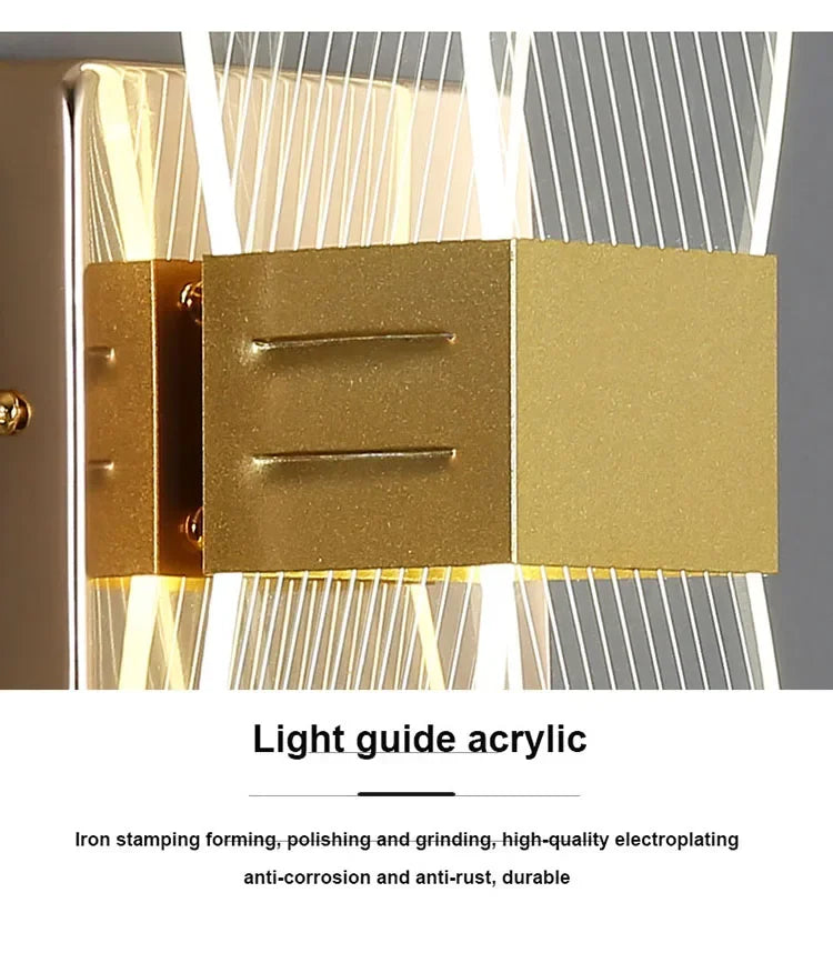 Luxury Creative Super Bright Living Room Bedroom Bedside Hotel Wall Lamp Transparent Line Guided LED Home Lighting Decoration
