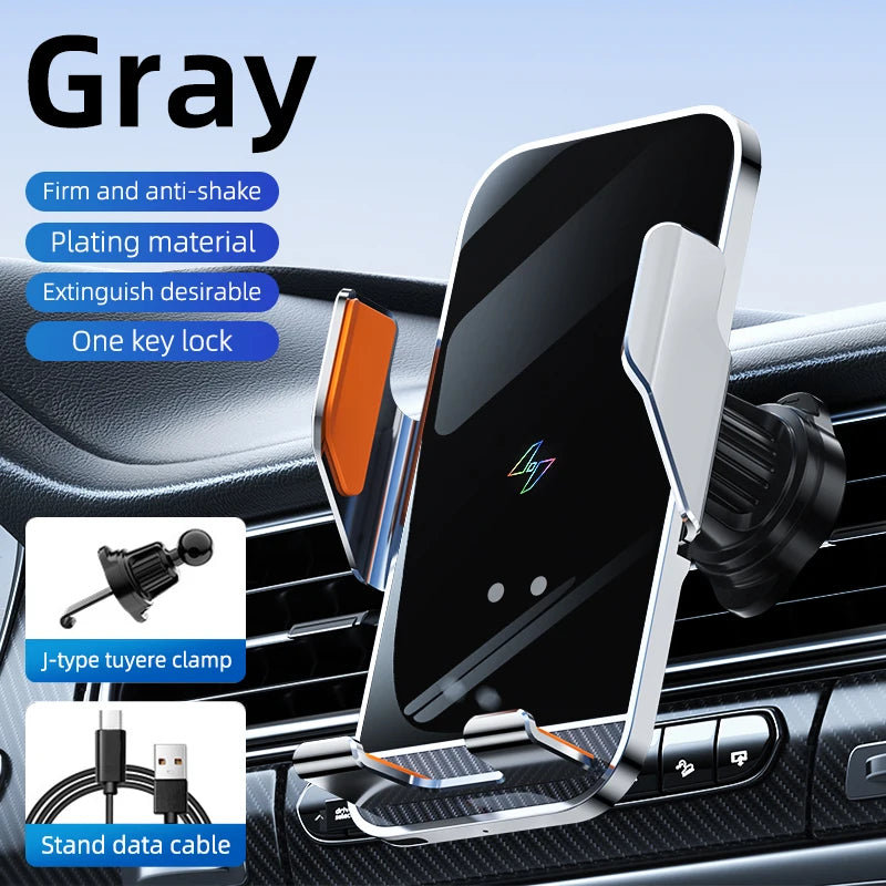 15W Wireless Car Phone Holder with Fast Charger Wireless Phone Charging Mobile Holder for Car for iPhone Huawei Samsung Xiaomi