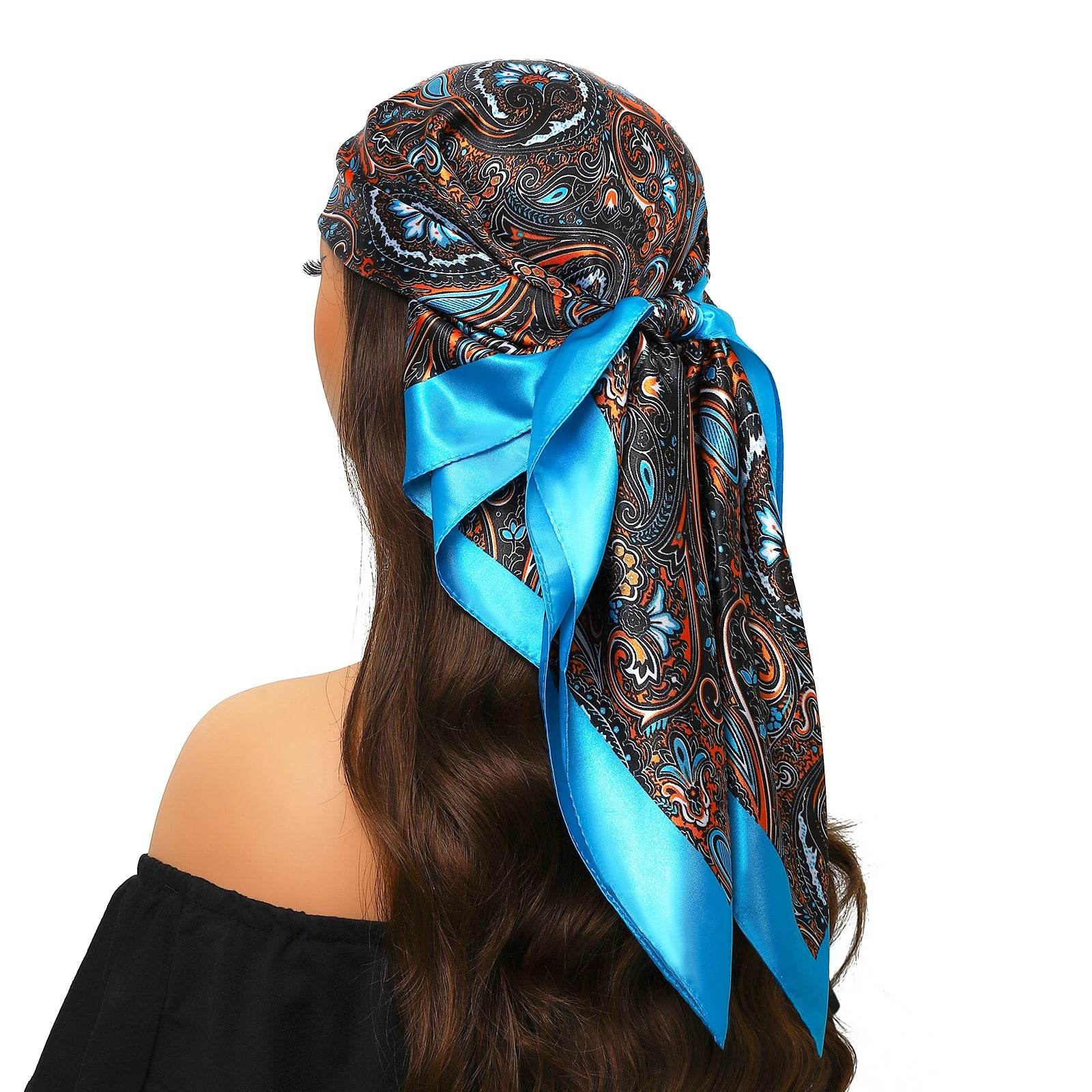 Head Scarf Women Luxury Brand Square 90*90cm Silk Foulard Satin Bandana Cheveux Soft Neckerchief Hijab Hair Scarves For Ladies - AIAZ