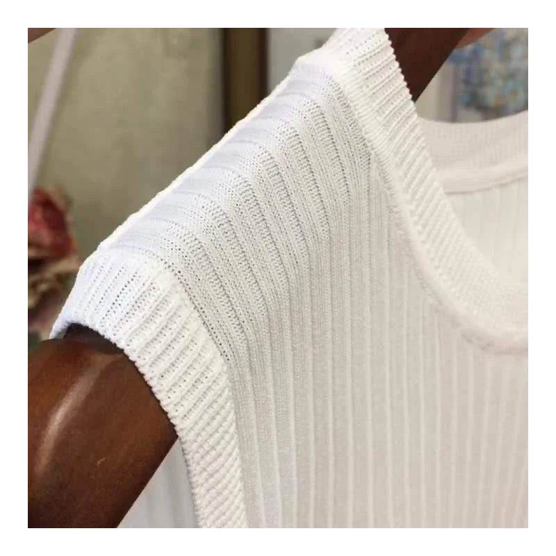 2025 Summer New Fashion Knitted Vests O-neck Sleeveless Casual Thin Tops Sleeveless Blouse Women Shirt - AIAZ