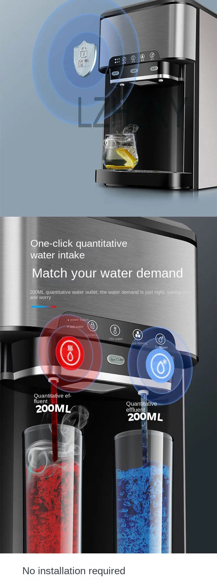 Drinking water ice Maker, 48lbs Daily Ice Cube Makers,Stainless Steel Ice Makers Countertop,Tabletop Ice Maker Machine