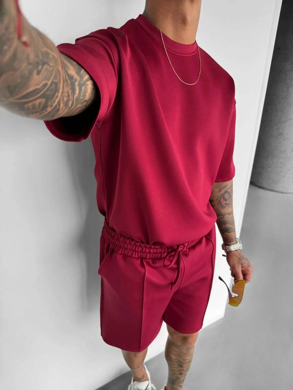 Men 2025 summer fashion sports design sense simple casual solid color quick drying short-sleeved T-shirt trend clothes - AIAZ