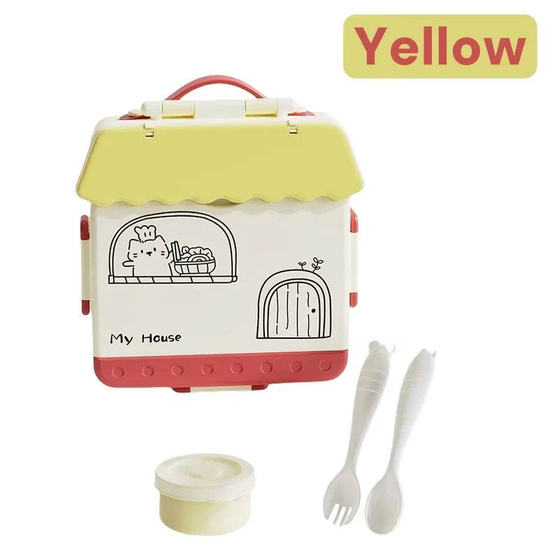 Kids Bento Lunch Box Cute 4 Compartments Food Storage Containers Box Suitable For Microwave Fridge Portable Kids School - AIAZ
