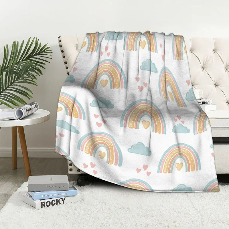 Home decoration plush Throw Sofa blanket Bedspread bed fluffy soft blankets decor Plaid Modern nordic rainbow cute winter