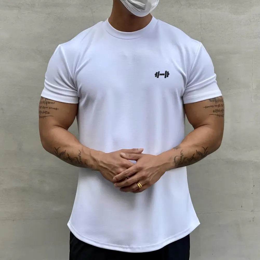 2025 Men T-shirt Male Sports Gym Muscle Fitness T Shirt Blouses Loose Half Sleeve Summer Bodybuilding Tee Tops Men's Clothing - AIAZ