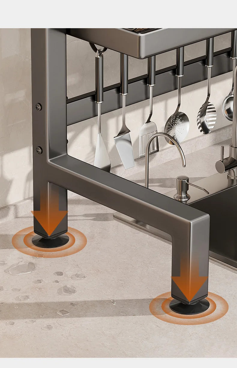 Kitchen Sink Dishwashing Double Layers Tablewares Storage Shelf Multi-functional Dish Drainer Countertop Organizer Accessories