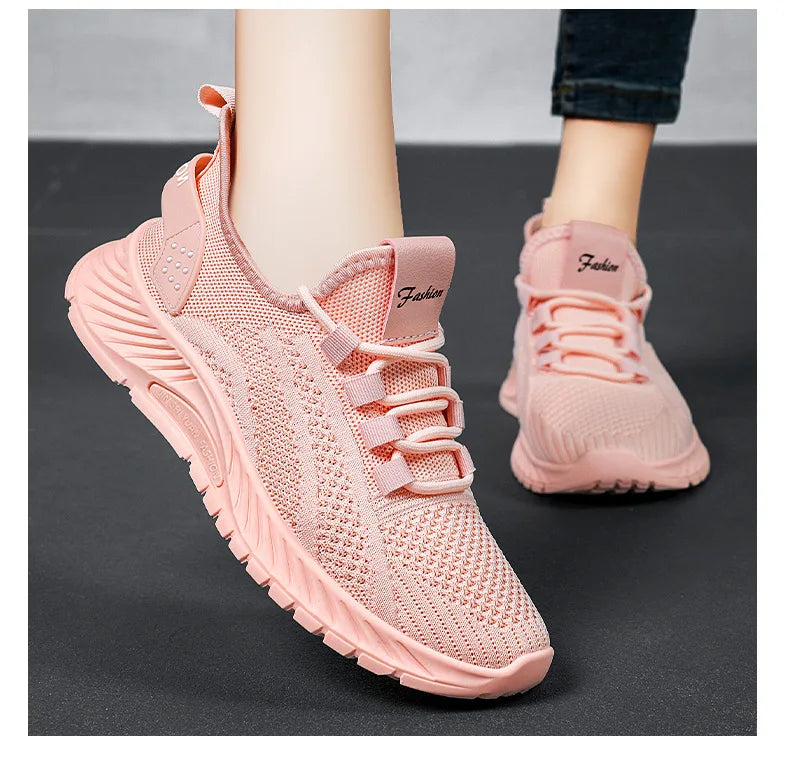 Women Lace Up Running Shoes Sporty Outdoor Beige Fabric Sneakers Comfort Lightweight Non Slip Athletic Shoes for Gym Work Casual