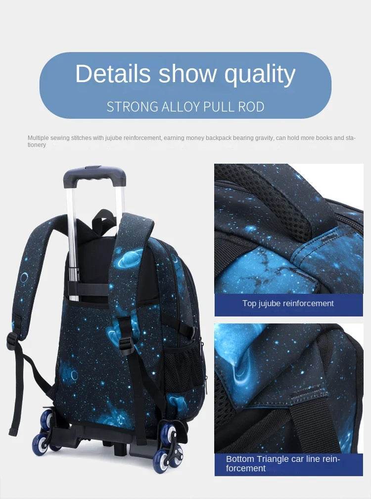 Children School bag with wheels school backpack On wheels School Trolley backpacks bags for boys wheeled School Rolling backpack - AIAZ