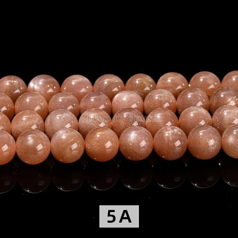 Natural Black Sunstone Moonstone Beads Round Loose Spacer Gems Charm Bead For Jewelry Making DIY Bracelet Necklace Accessories