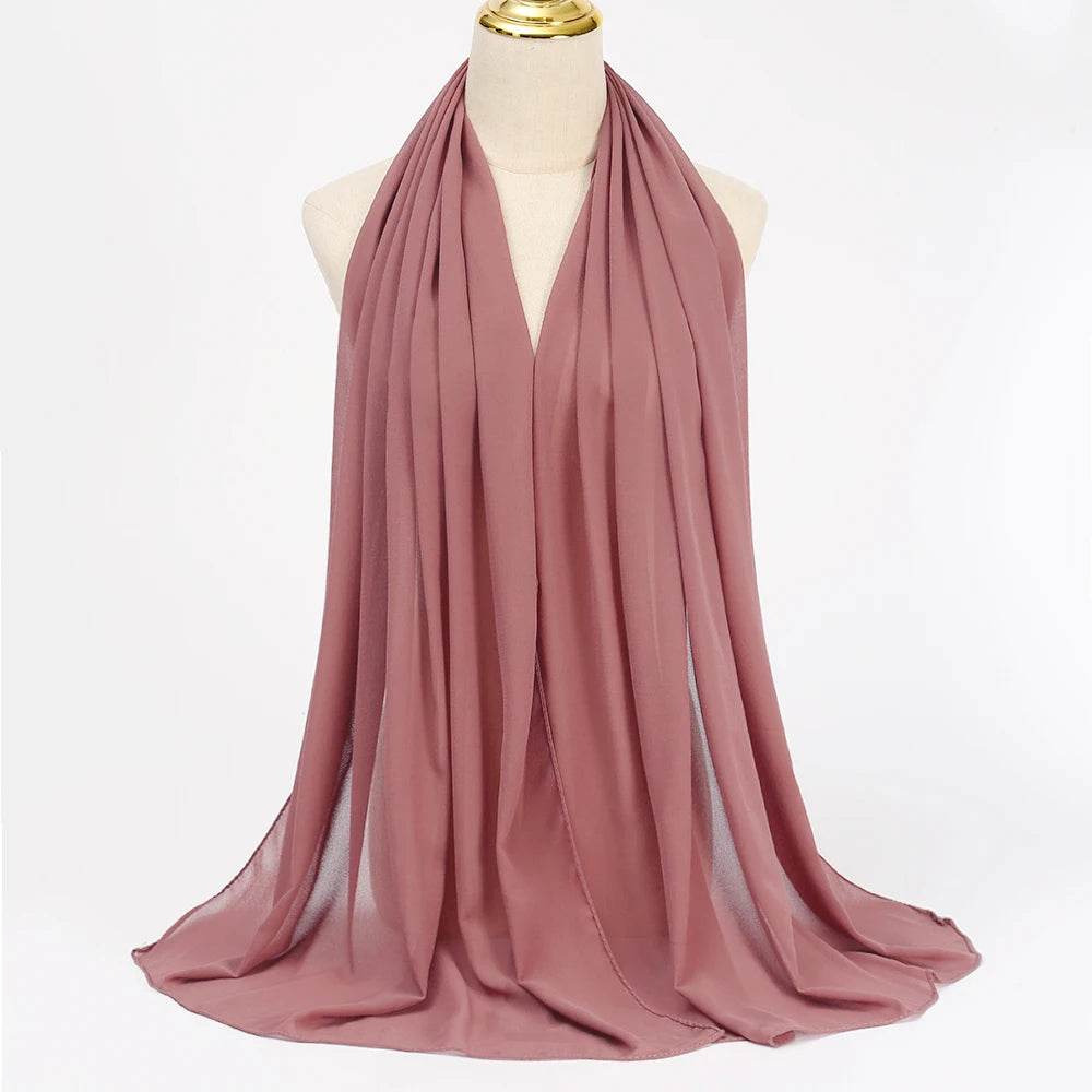 Muslim Chiffon Hijab Scarf Women Long Solid Color Head Wrap For Women Hijabs Scarves Ladies Muslim Veil Jersey Hijabs - AIAZ