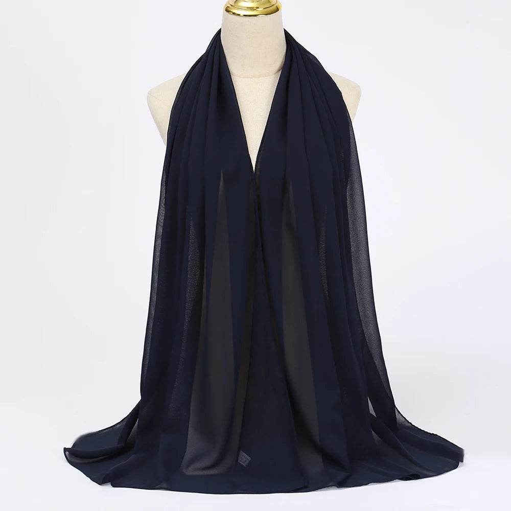 Muslim Chiffon Hijab Scarf Women Long Solid Color Head Wrap For Women Hijabs Scarves Ladies Muslim Veil Jersey Hijabs - AIAZ