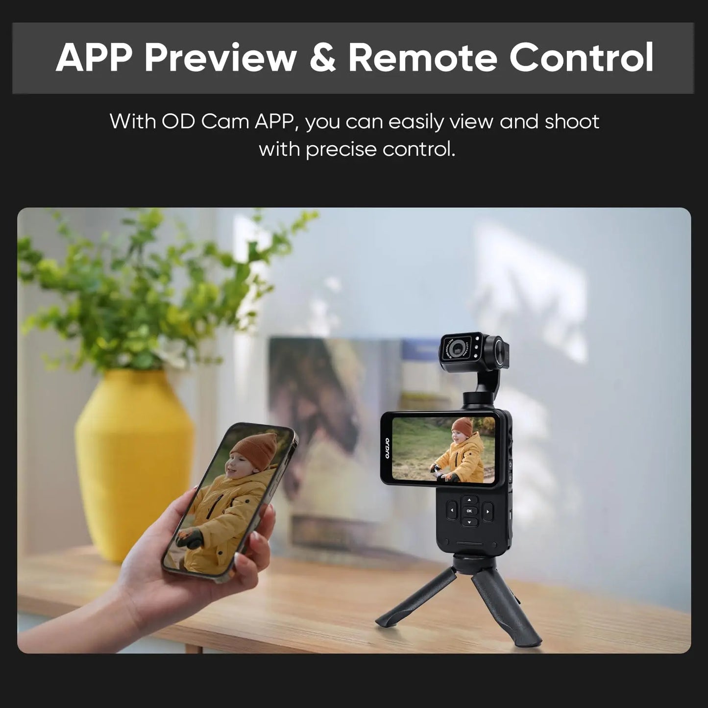 ORDRO M5 5K Action Pocket Video Camcorder Infrared IR Night Vision Big Touchscreen Vlog Camera with Tripod Remote Control SDcard