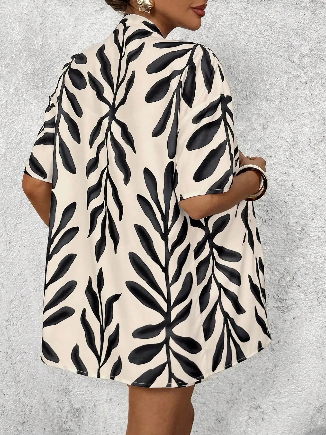 Woman Lady Set Casual Geometric Blouse Holiday Loose Shorts Short Sets Woman 2 Piece Set Outfit Summer Women's suit Good Selling - AIAZ